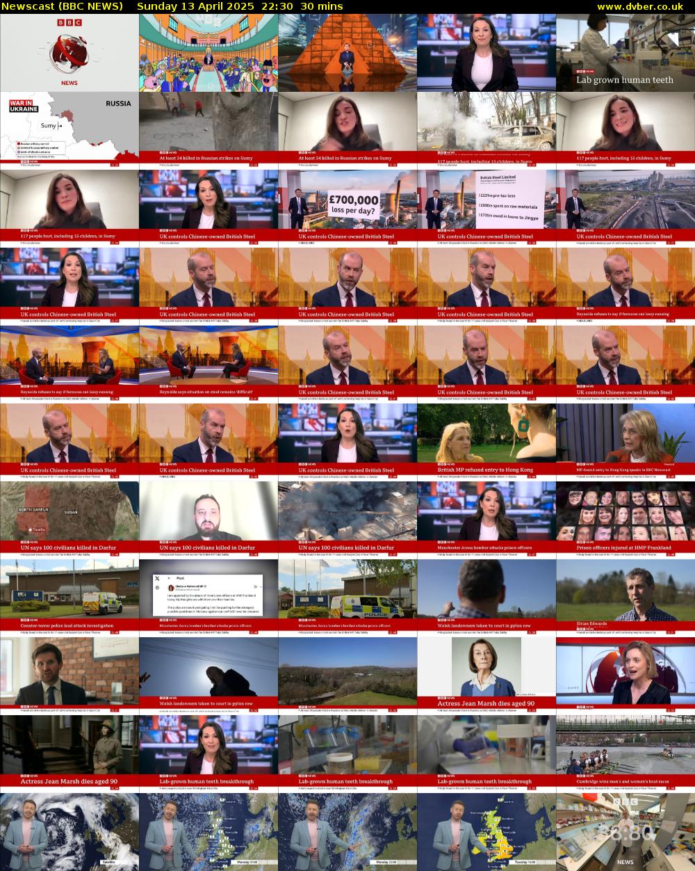 Newscast (BBC NEWS) Sunday 13 April 2025 22:30 - 23:00
