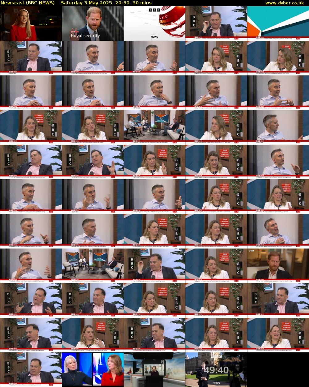 Newscast (BBC NEWS) Saturday 3 May 2025 20:30 - 21:00