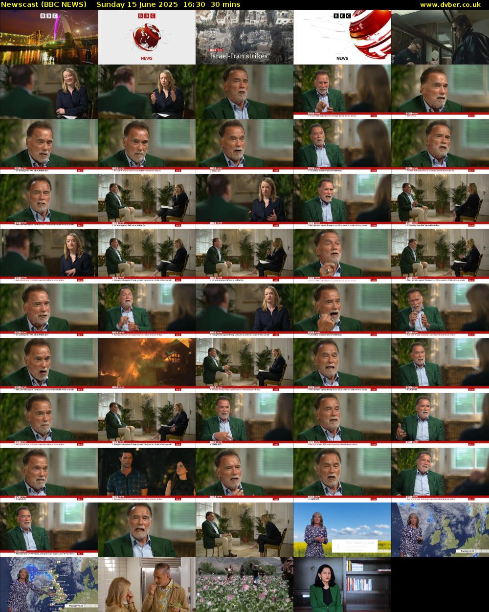 Newscast (BBC NEWS) Sunday 15 June 2025 16:30 - 17:00