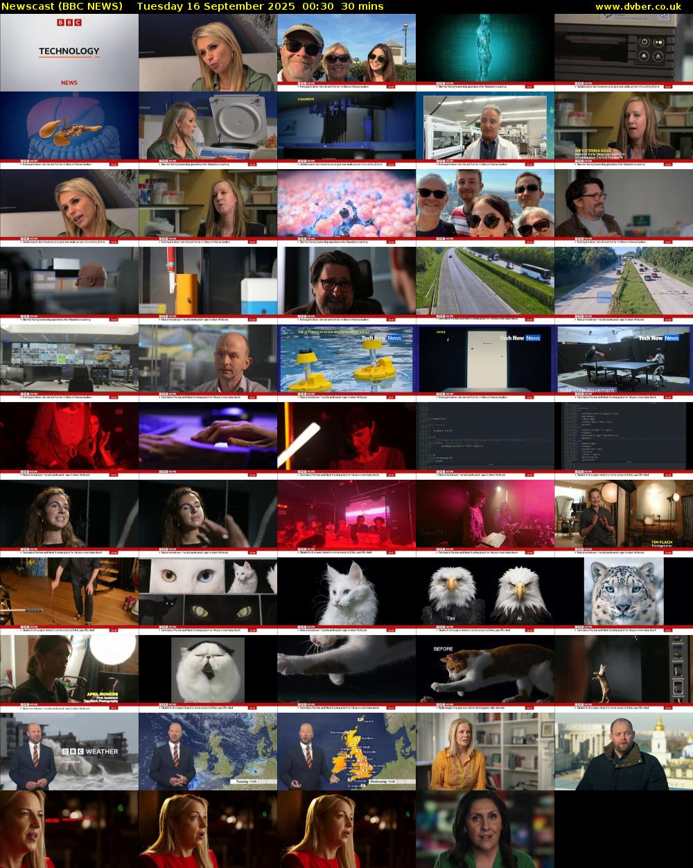 Newscast (BBC NEWS) Tuesday 16 September 2025 00:30 - 01:00