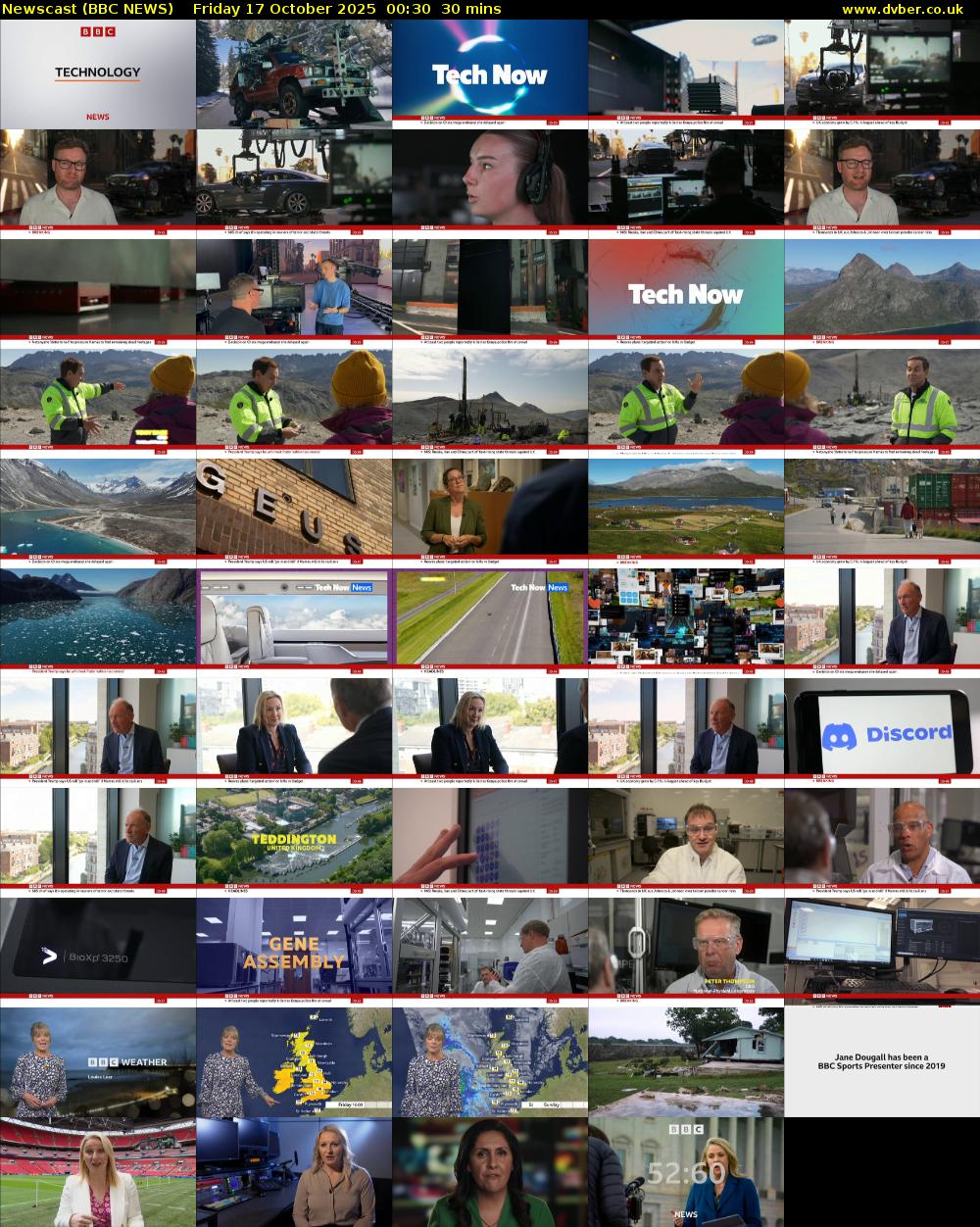 Newscast (BBC NEWS) Friday 17 October 2025 00:30 - 01:00