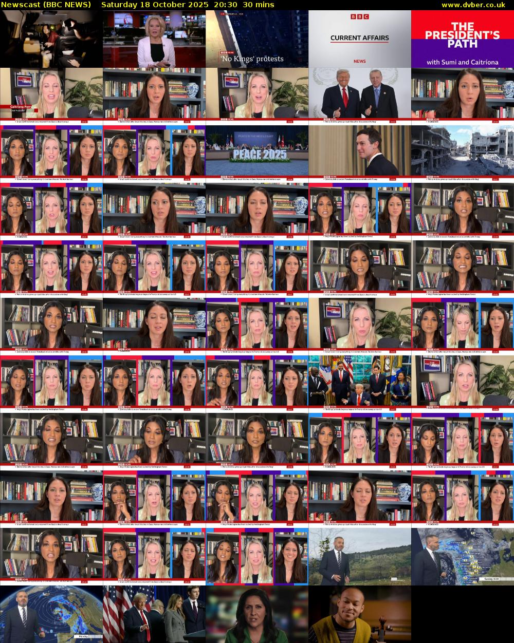 Newscast (BBC NEWS) Saturday 18 October 2025 20:30 - 21:00
