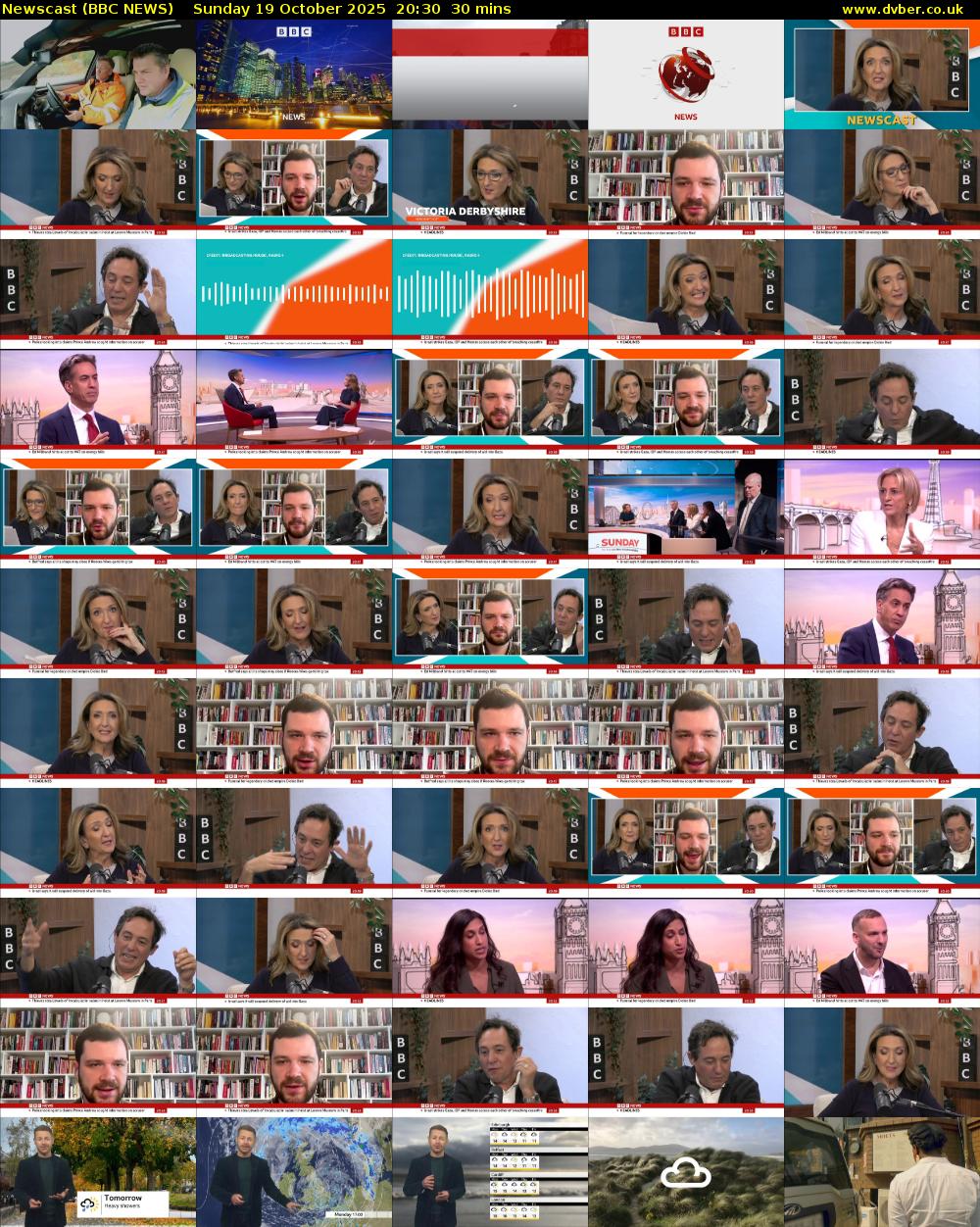 Newscast (BBC NEWS) Sunday 19 October 2025 20:30 - 21:00