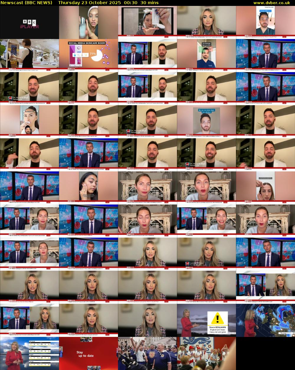 Newscast (BBC NEWS) Thursday 23 October 2025 00:30 - 01:00