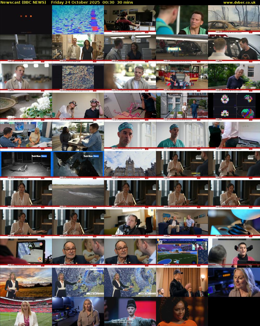 Newscast (BBC NEWS) Friday 24 October 2025 00:30 - 01:00