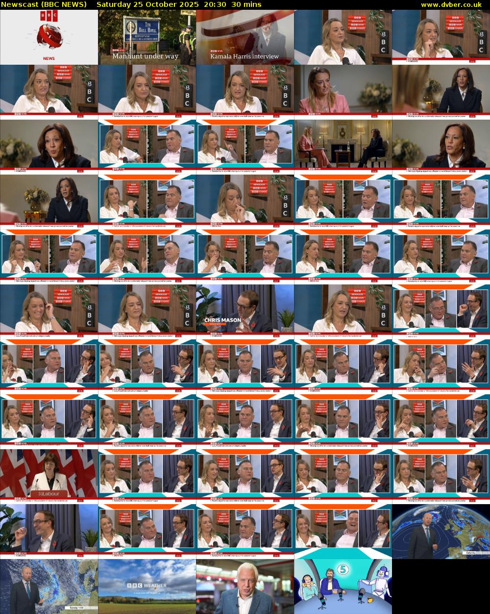 Newscast (BBC NEWS) Saturday 25 October 2025 20:30 - 21:00