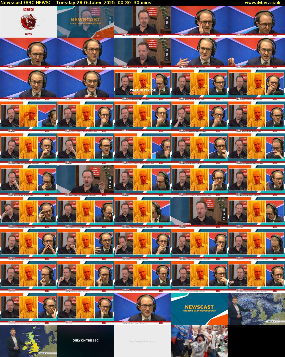 Newscast (BBC NEWS) Tuesday 28 October 2025 00:30 - 01:00