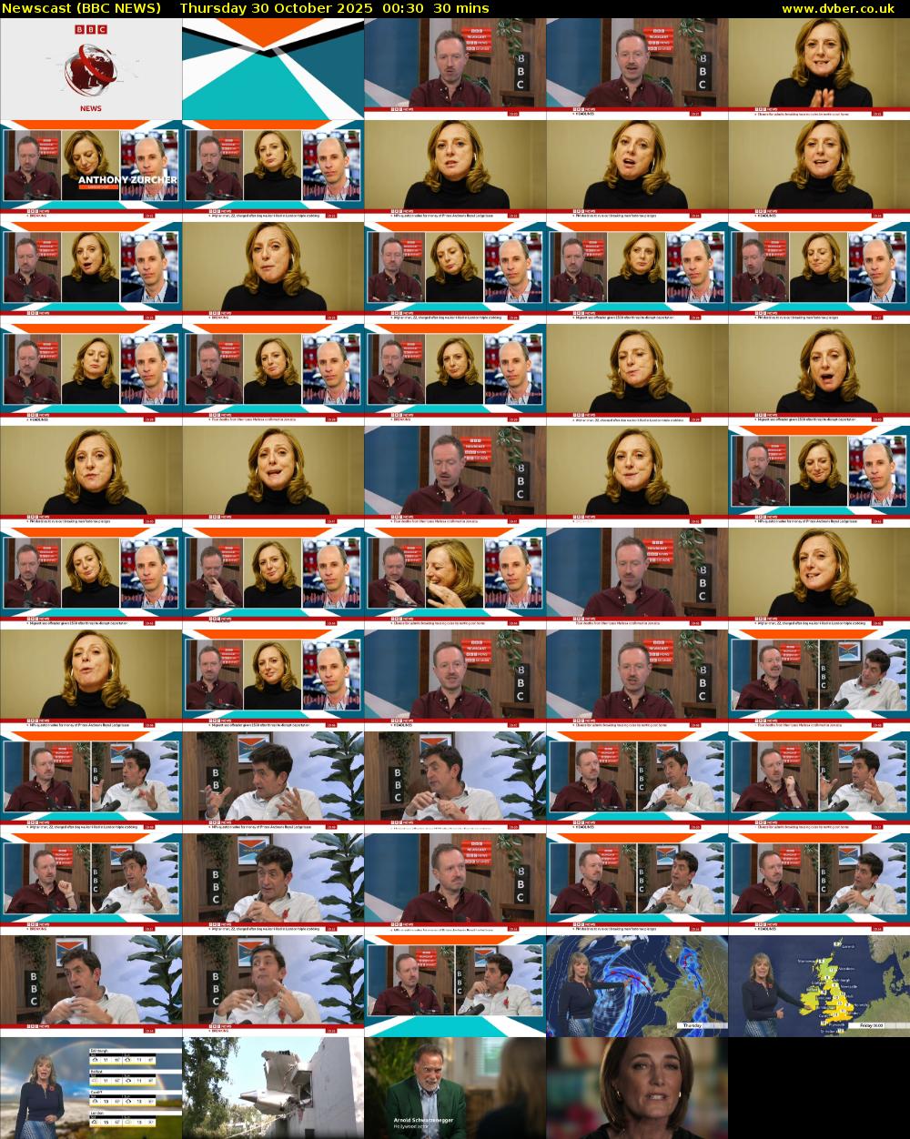 Newscast (BBC NEWS) Thursday 30 October 2025 00:30 - 01:00