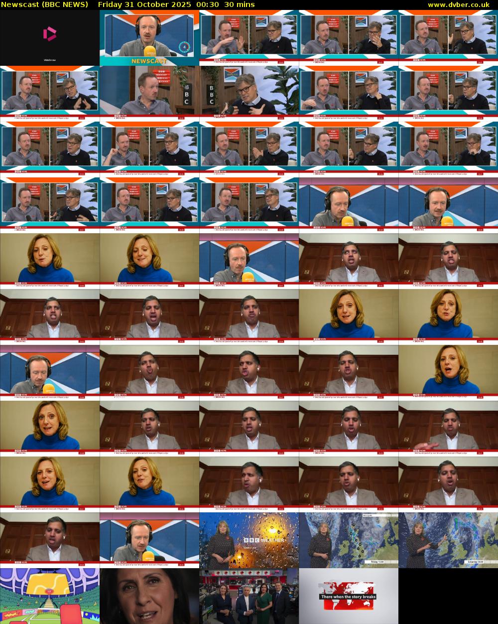 Newscast (BBC NEWS) Friday 31 October 2025 00:30 - 01:00