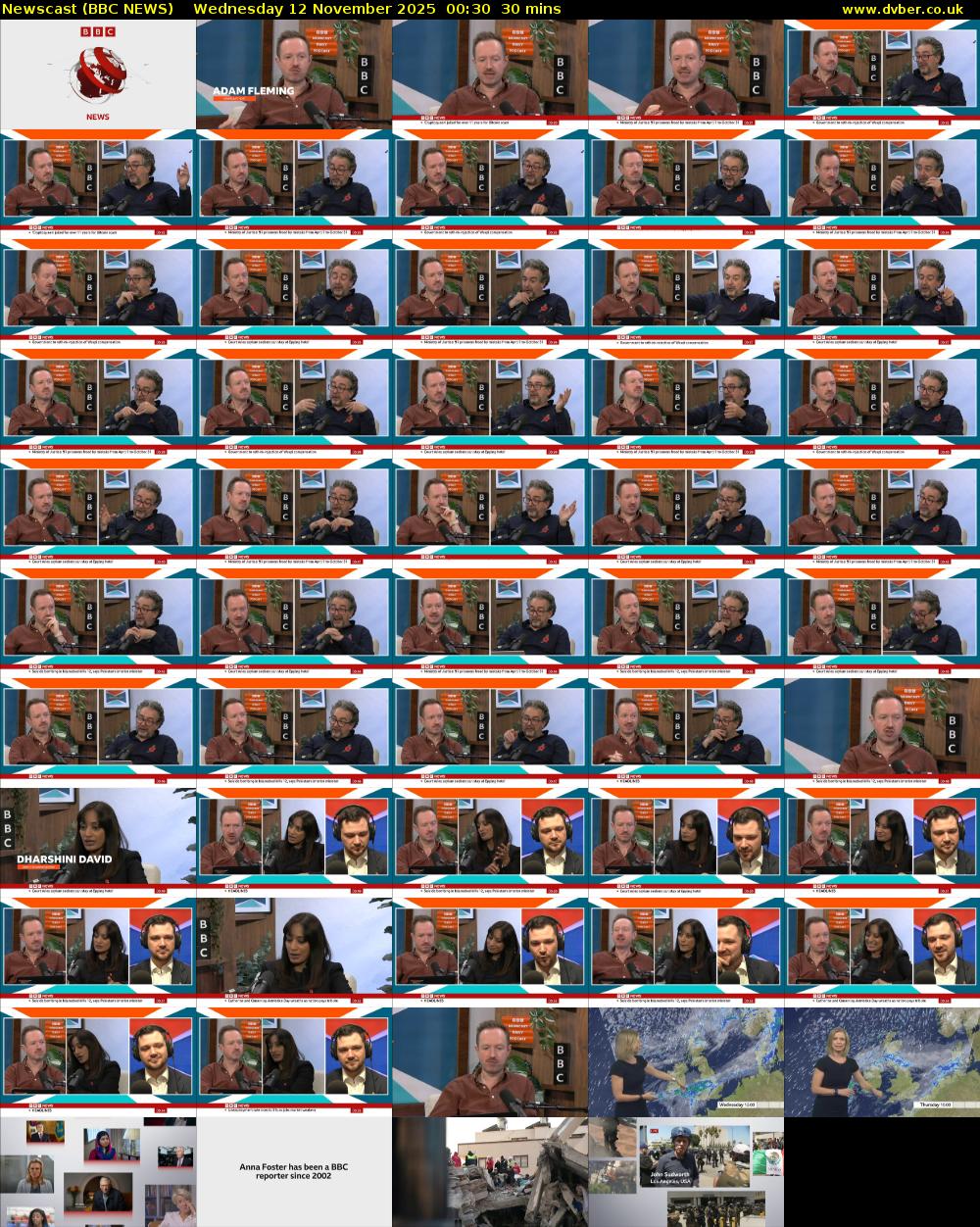Newscast (BBC NEWS) Wednesday 12 November 2025 00:30 - 01:00