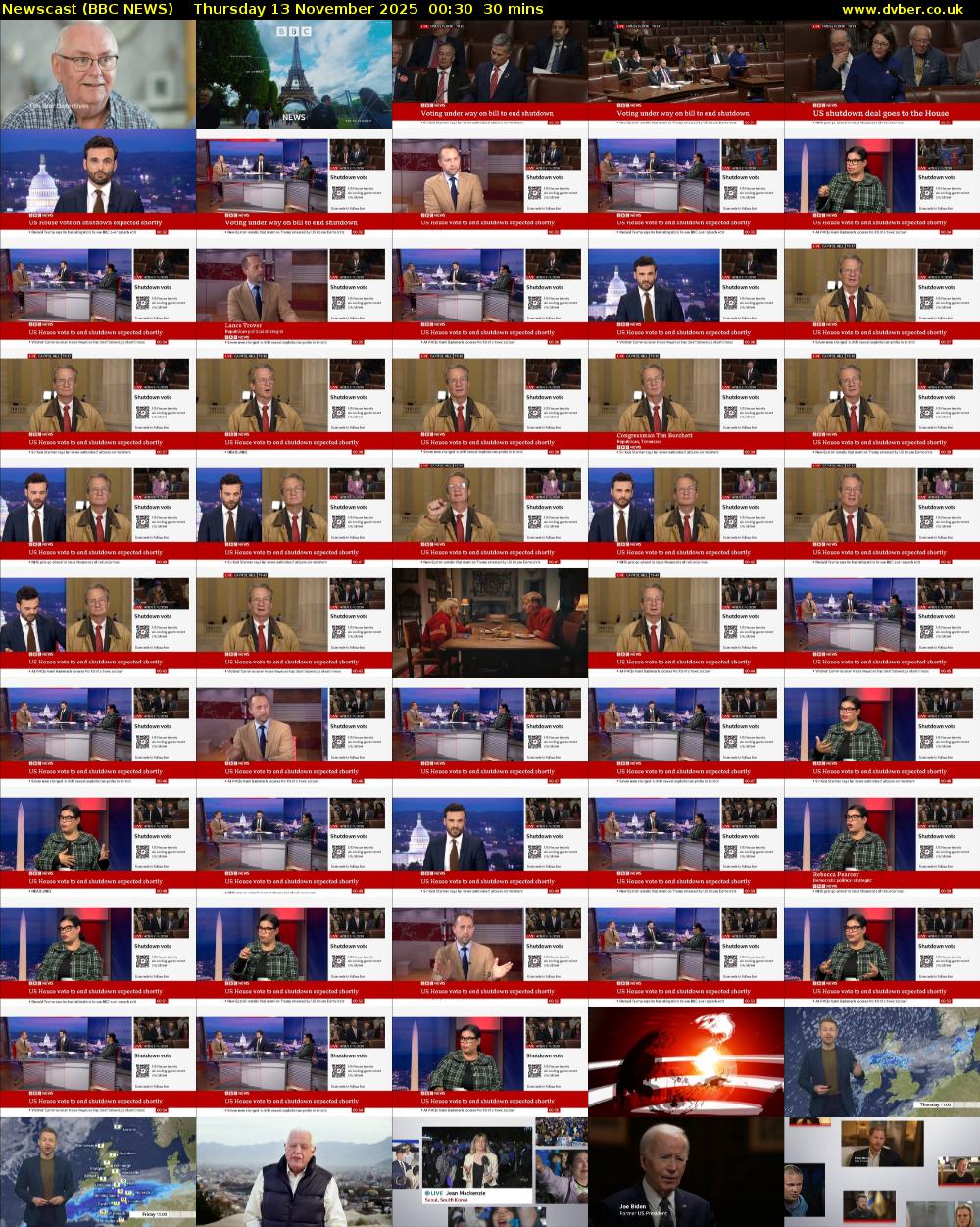 Newscast (BBC NEWS) Thursday 13 November 2025 00:30 - 01:00