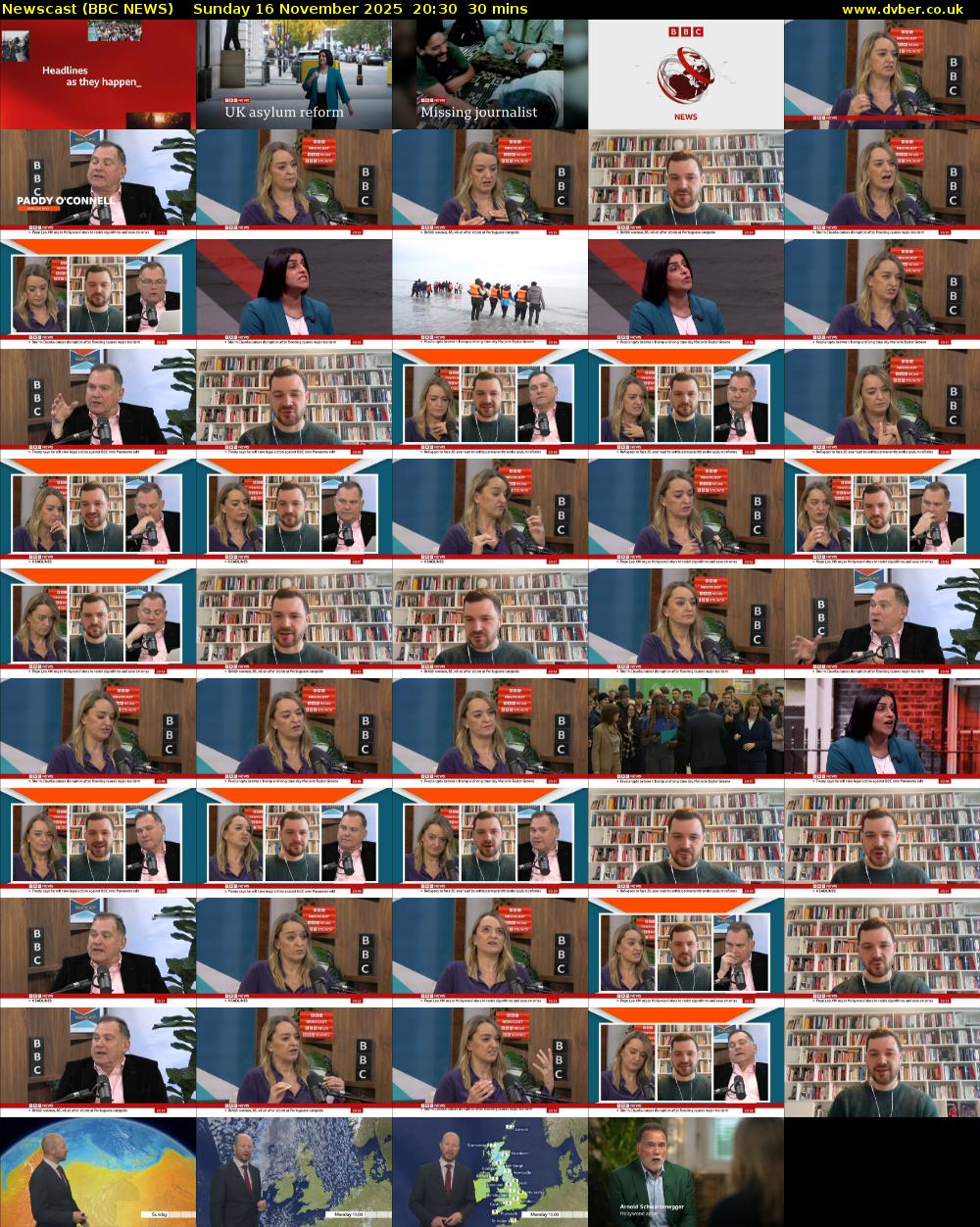 Newscast (BBC NEWS) Sunday 16 November 2025 20:30 - 21:00