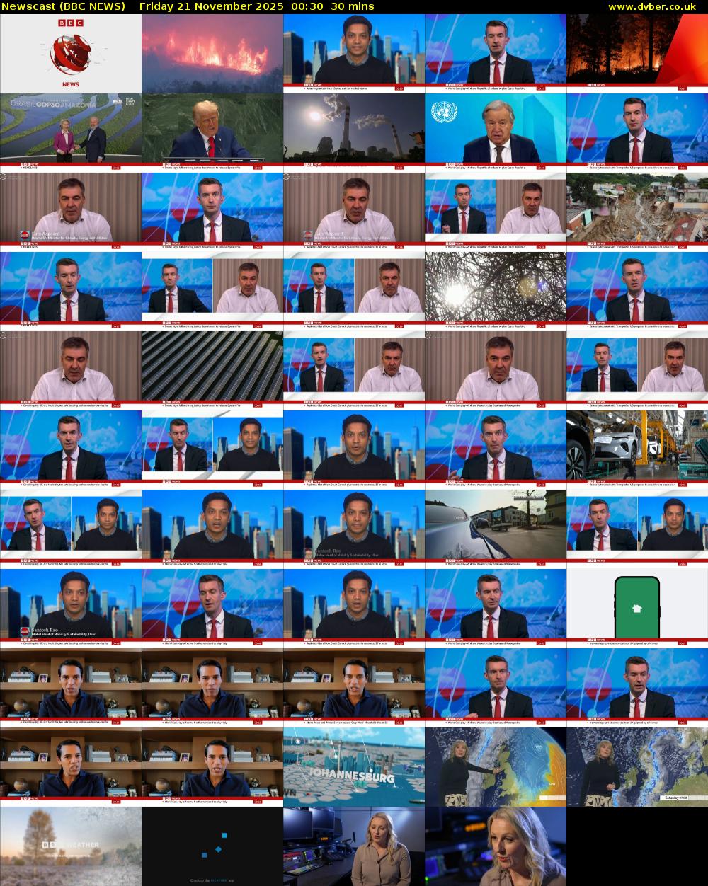 Newscast (BBC NEWS) Friday 21 November 2025 00:30 - 01:00