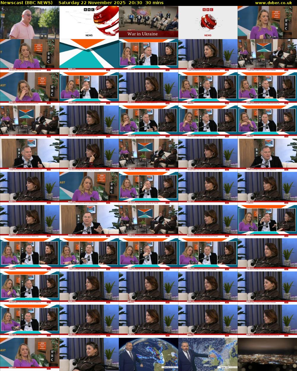 Newscast (BBC NEWS) Saturday 22 November 2025 20:30 - 21:00