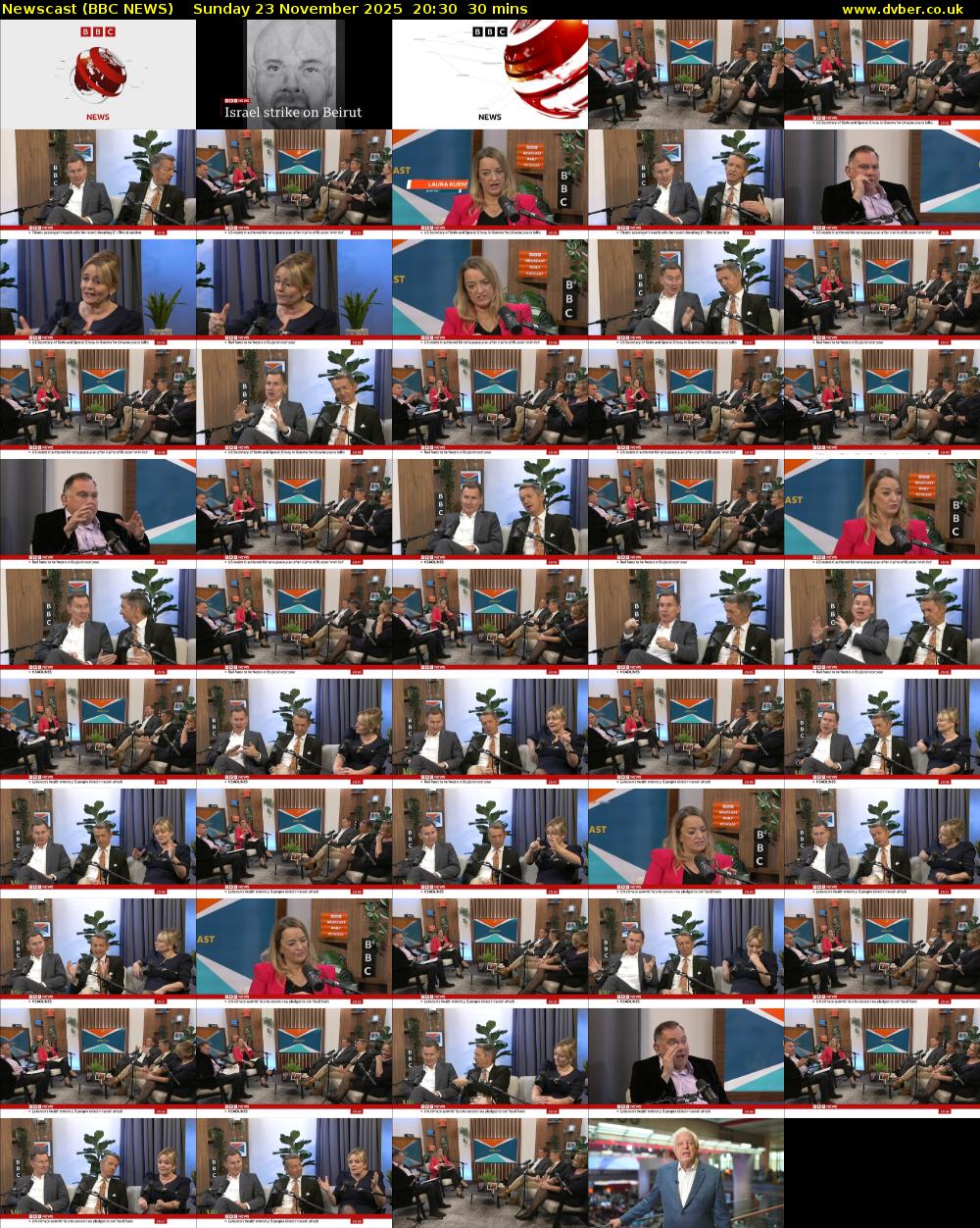 Newscast (BBC NEWS) Sunday 23 November 2025 20:30 - 21:00