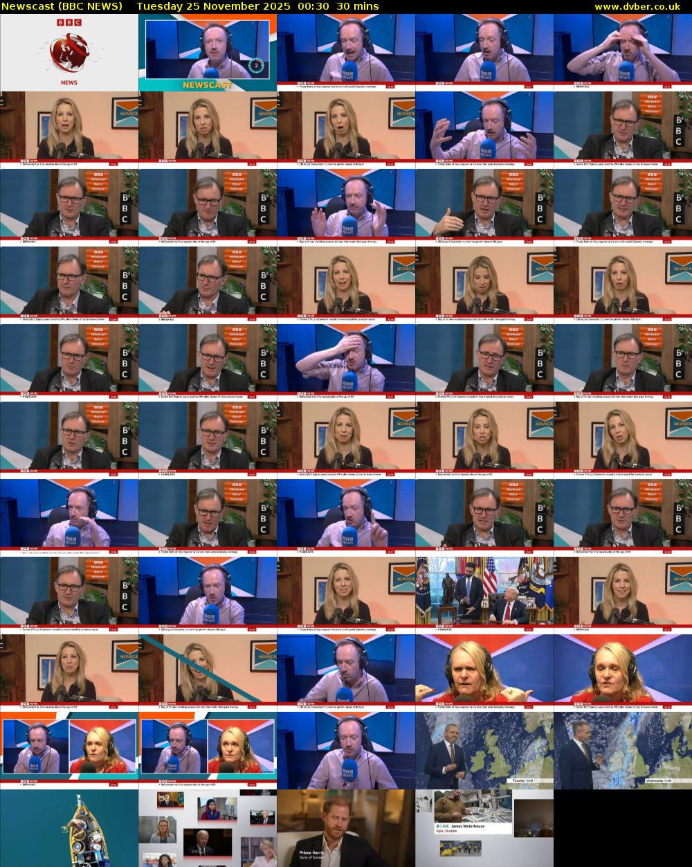 Newscast (BBC NEWS) Tuesday 25 November 2025 00:30 - 01:00