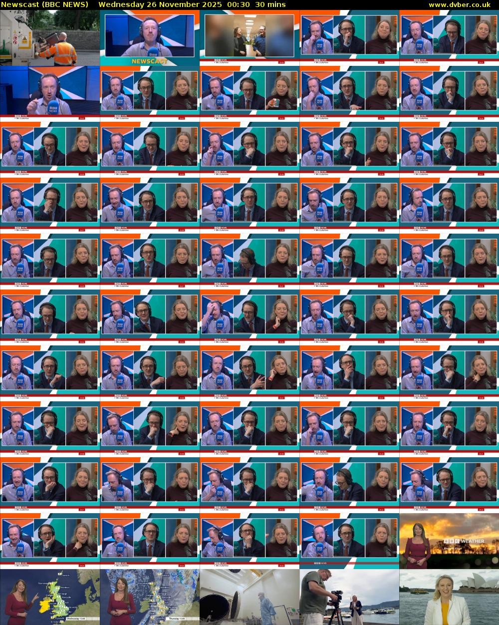 Newscast (BBC NEWS) Wednesday 26 November 2025 00:30 - 01:00