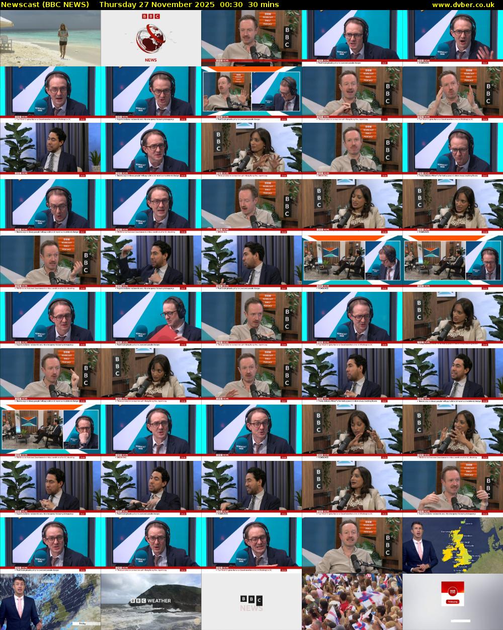 Newscast (BBC NEWS) Thursday 27 November 2025 00:30 - 01:00