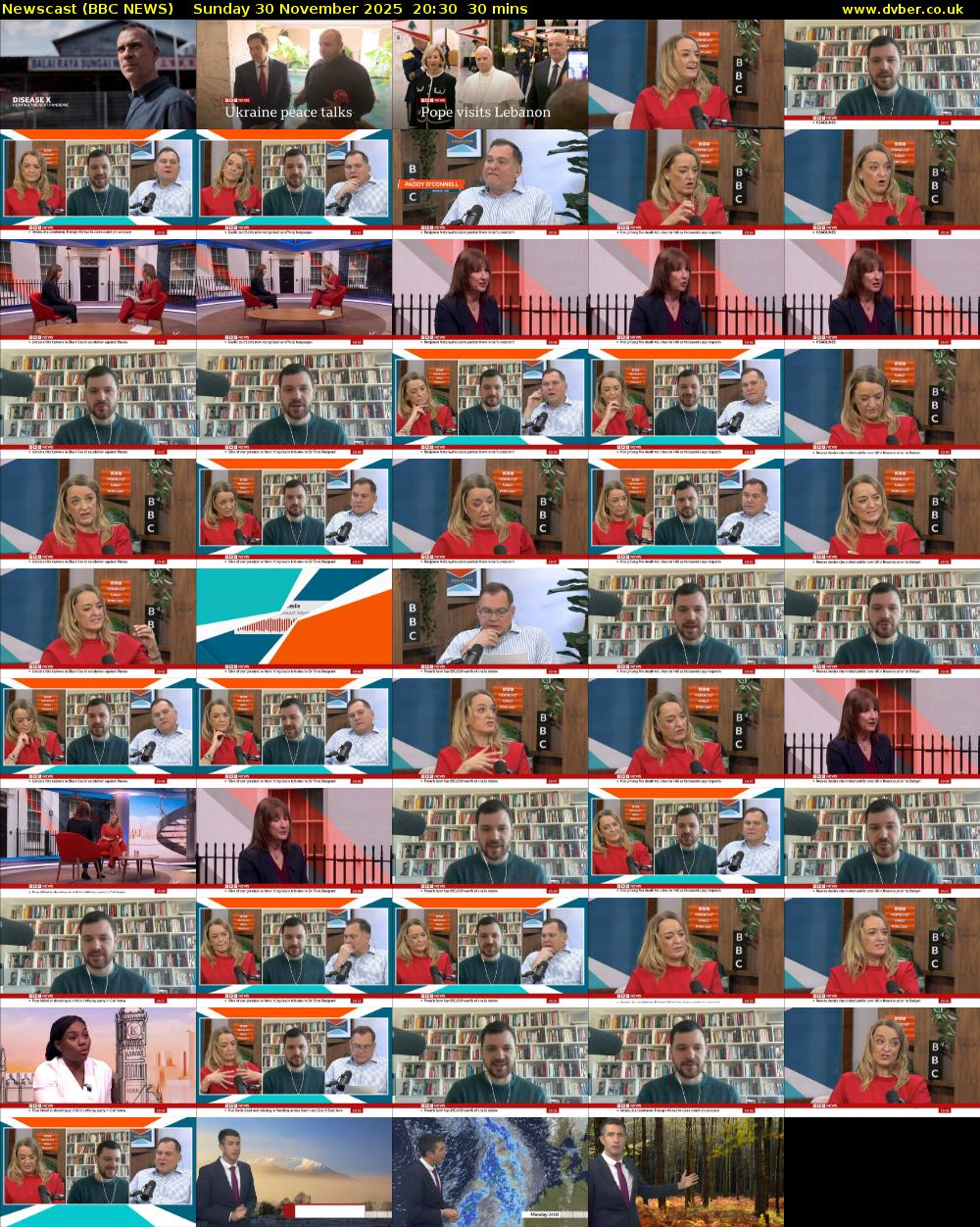 Newscast (BBC NEWS) Sunday 30 November 2025 20:30 - 21:00