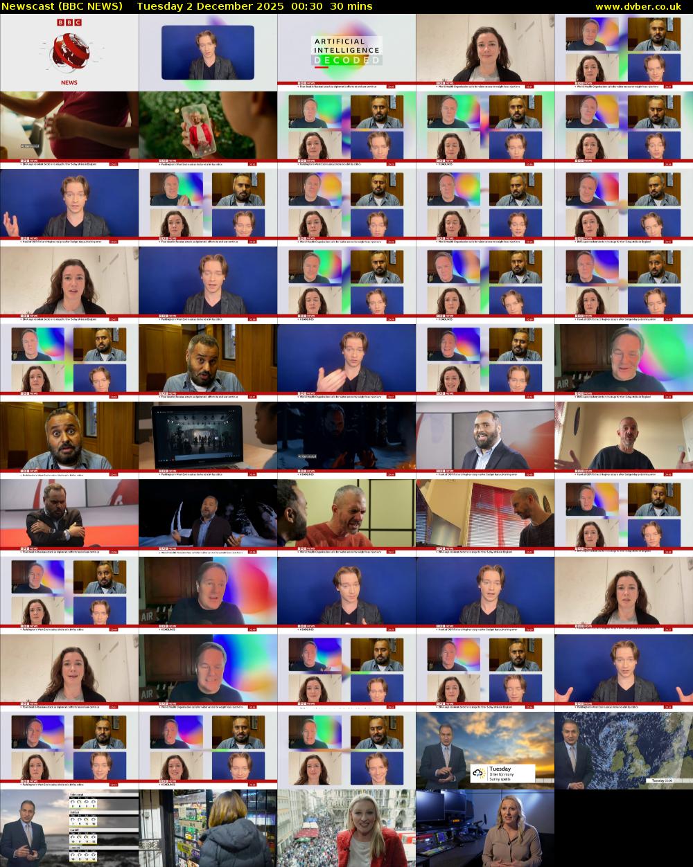 Newscast (BBC NEWS) Tuesday 2 December 2025 00:30 - 01:00