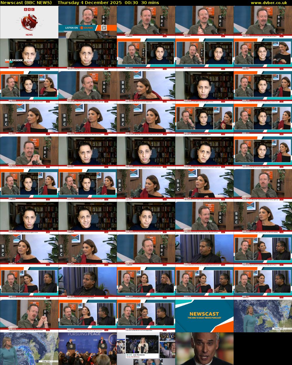 Newscast (BBC NEWS) Thursday 4 December 2025 00:30 - 01:00