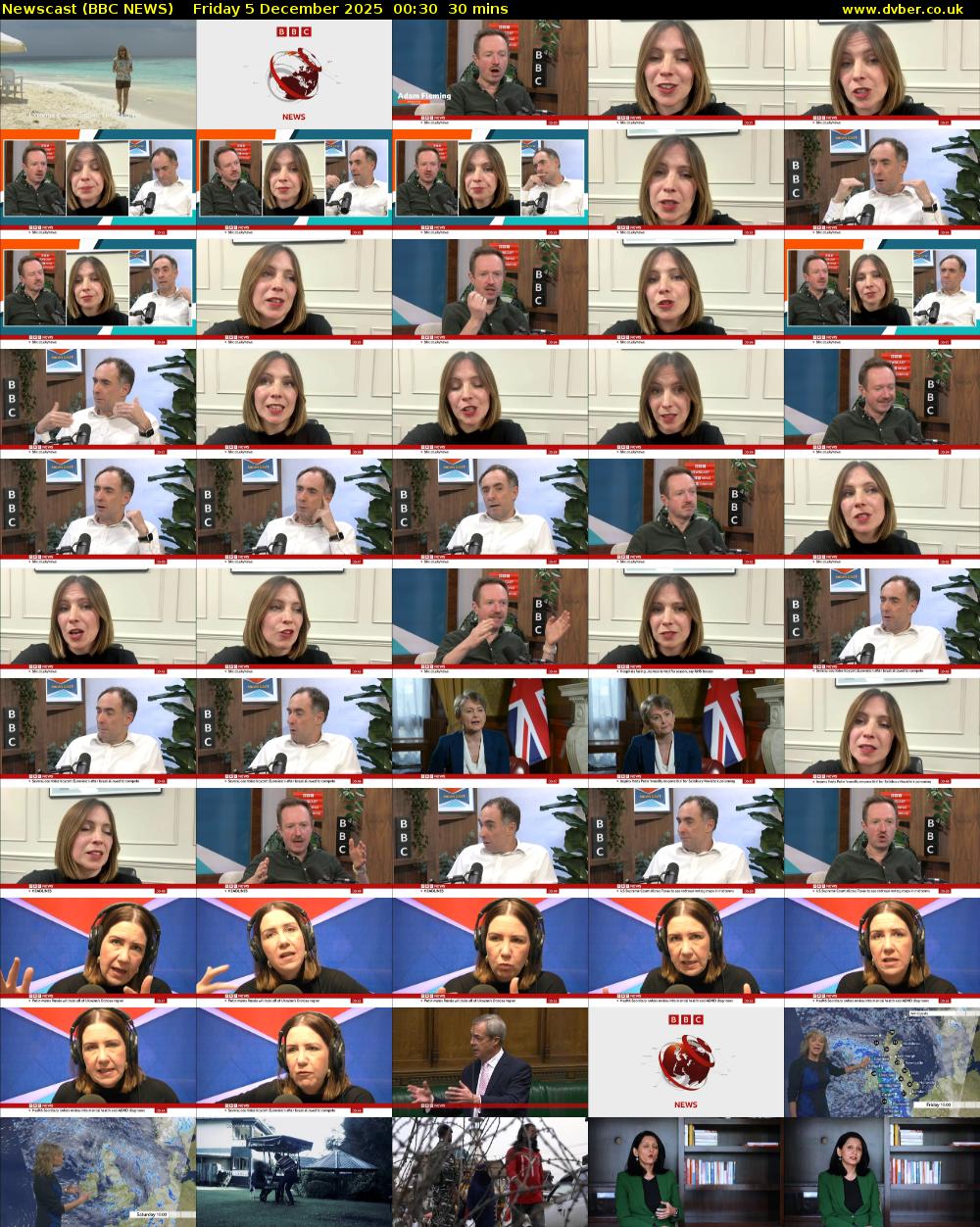 Newscast (BBC NEWS) Friday 5 December 2025 00:30 - 01:00