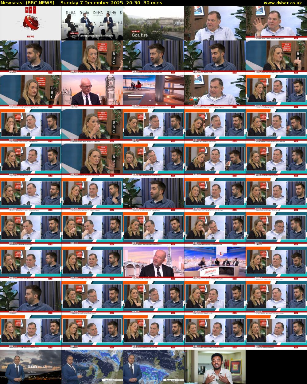 Newscast (BBC NEWS) Sunday 7 December 2025 20:30 - 21:00