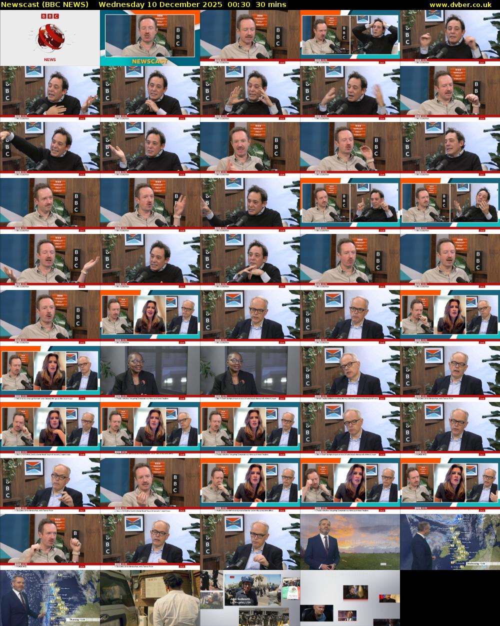 Newscast (BBC NEWS) Wednesday 10 December 2025 00:30 - 01:00