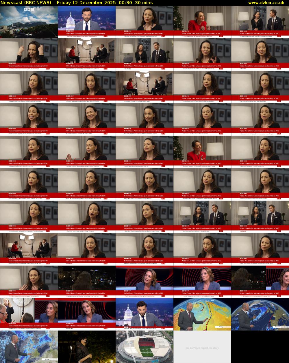 Newscast (BBC NEWS) Friday 12 December 2025 00:30 - 01:00