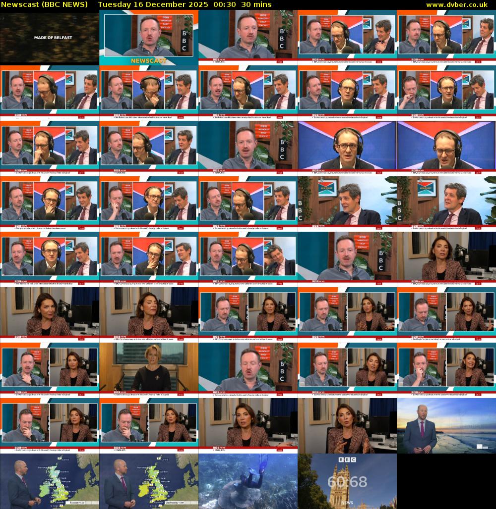 Newscast (BBC NEWS) Tuesday 16 December 2025 00:30 - 01:00