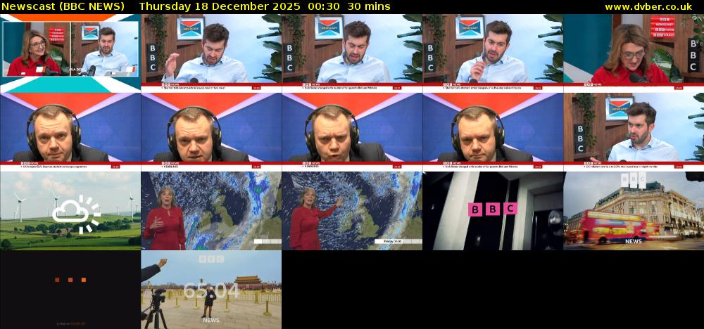 Newscast (BBC NEWS) Thursday 18 December 2025 00:30 - 01:00