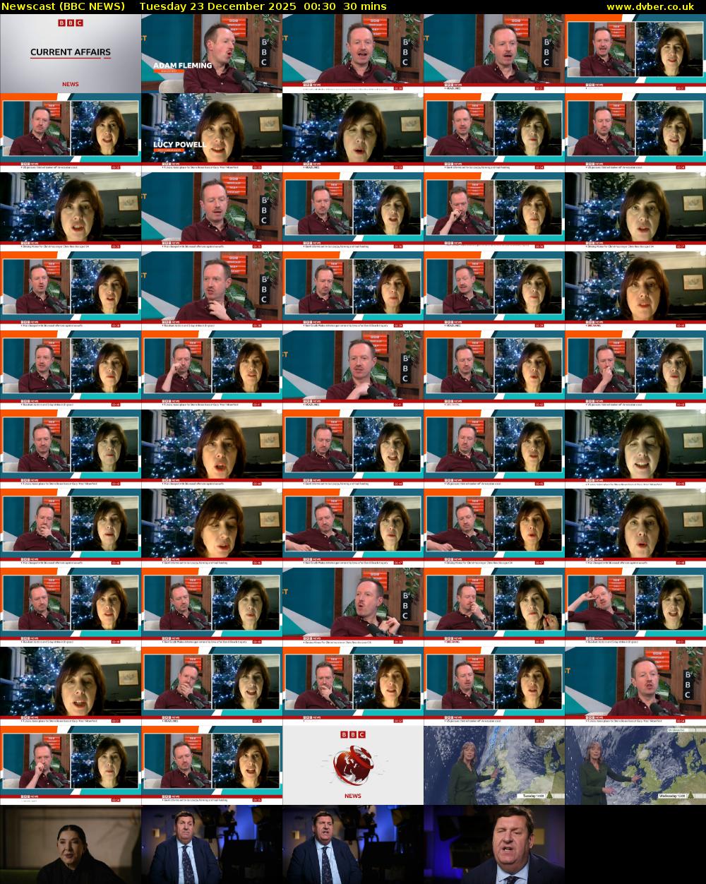 Newscast (BBC NEWS) Tuesday 23 December 2025 00:30 - 01:00