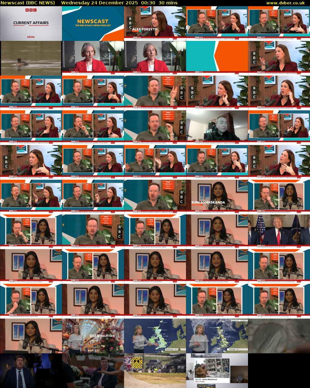 Newscast (BBC NEWS) Wednesday 24 December 2025 00:30 - 01:00