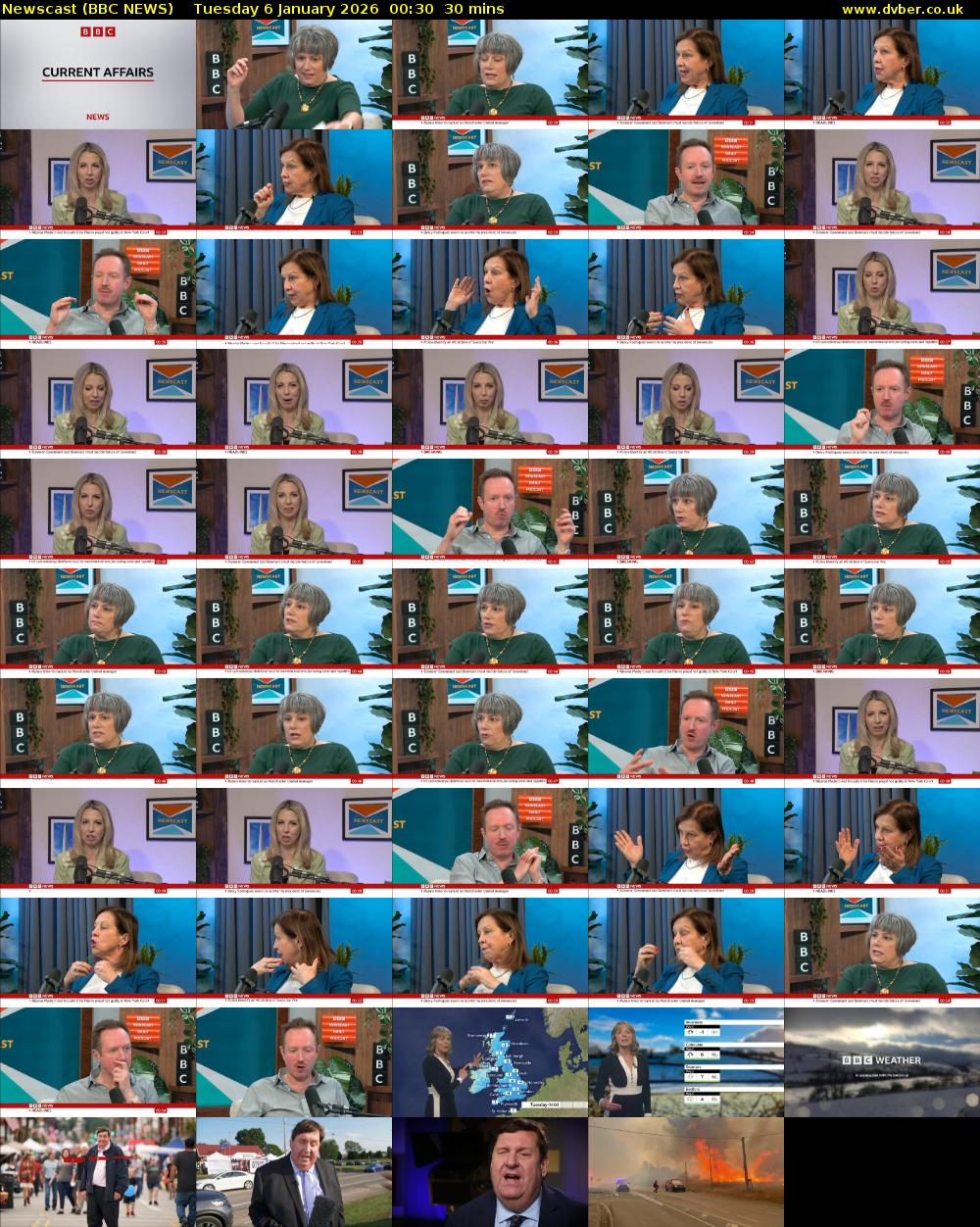 Newscast (BBC NEWS) Tuesday 6 January 2026 00:30 - 01:00