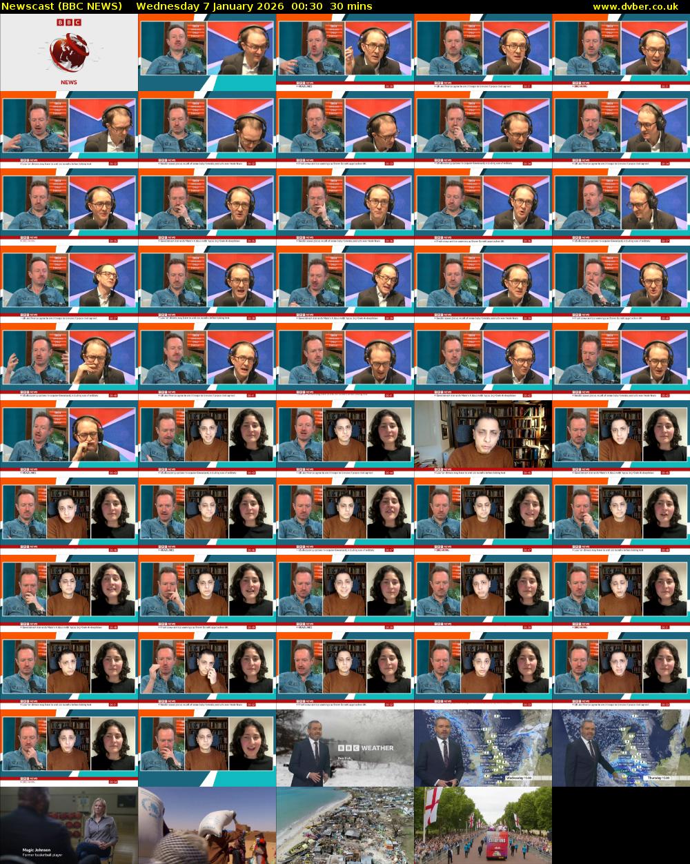 Newscast (BBC NEWS) Wednesday 7 January 2026 00:30 - 01:00