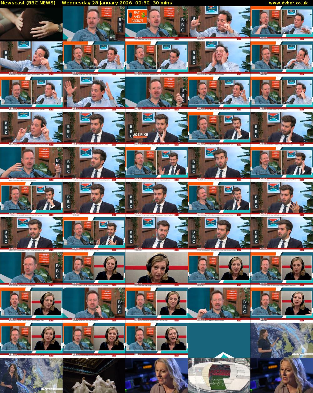 Newscast (BBC NEWS) Wednesday 28 January 2026 00:30 - 01:00