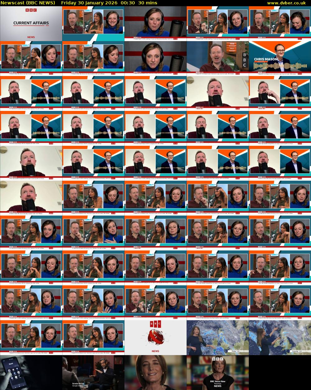 Newscast (BBC NEWS) Friday 30 January 2026 00:30 - 01:00