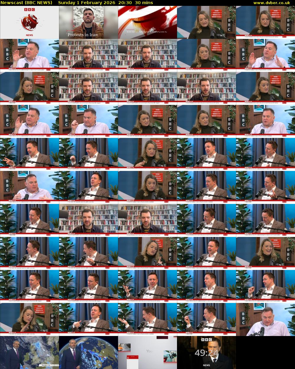 Newscast (BBC NEWS) Sunday 1 February 2026 20:30 - 21:00