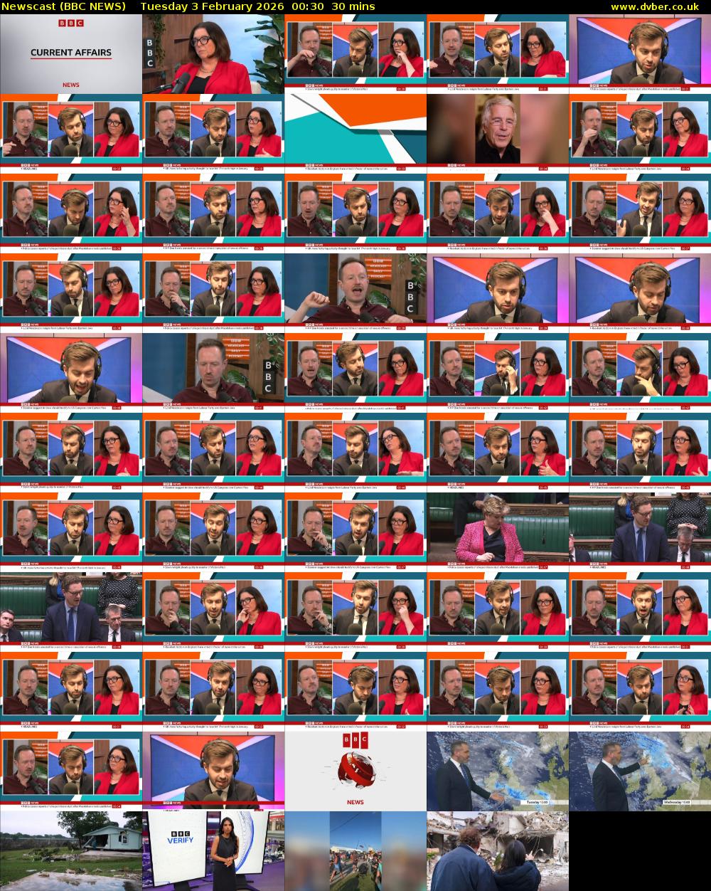 Newscast (BBC NEWS) Tuesday 3 February 2026 00:30 - 01:00