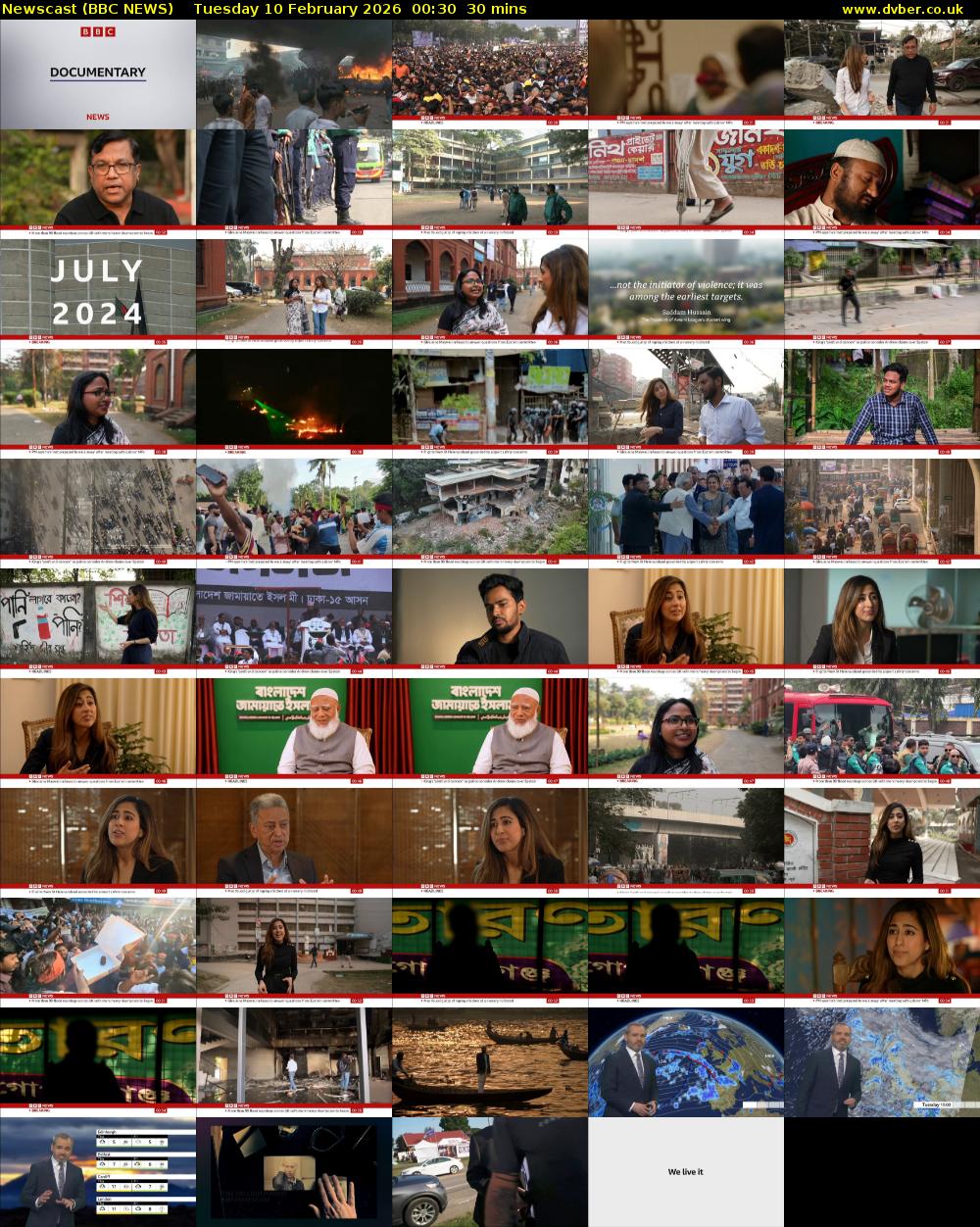 Newscast (BBC NEWS) Tuesday 10 February 2026 00:30 - 01:00