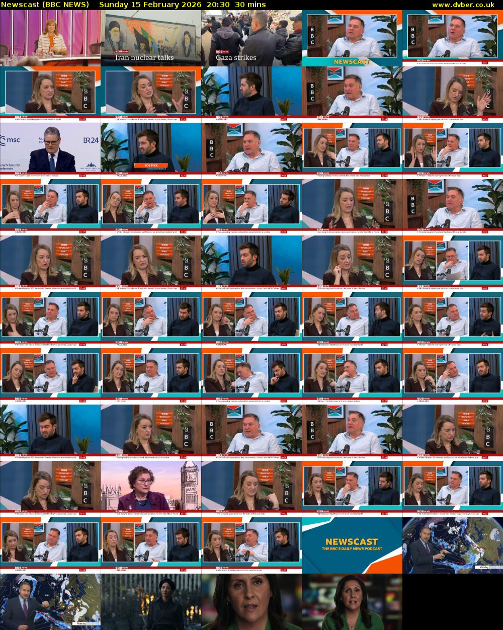 Newscast (BBC NEWS) Sunday 15 February 2026 20:30 - 21:00