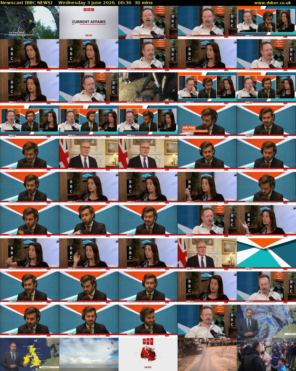 Newscast (BBC NEWS) Wednesday 3 June 2026 00:30 - 01:00