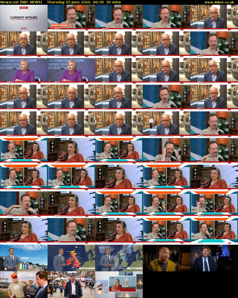 Newscast (BBC NEWS) Thursday 25 June 2026 00:30 - 01:00