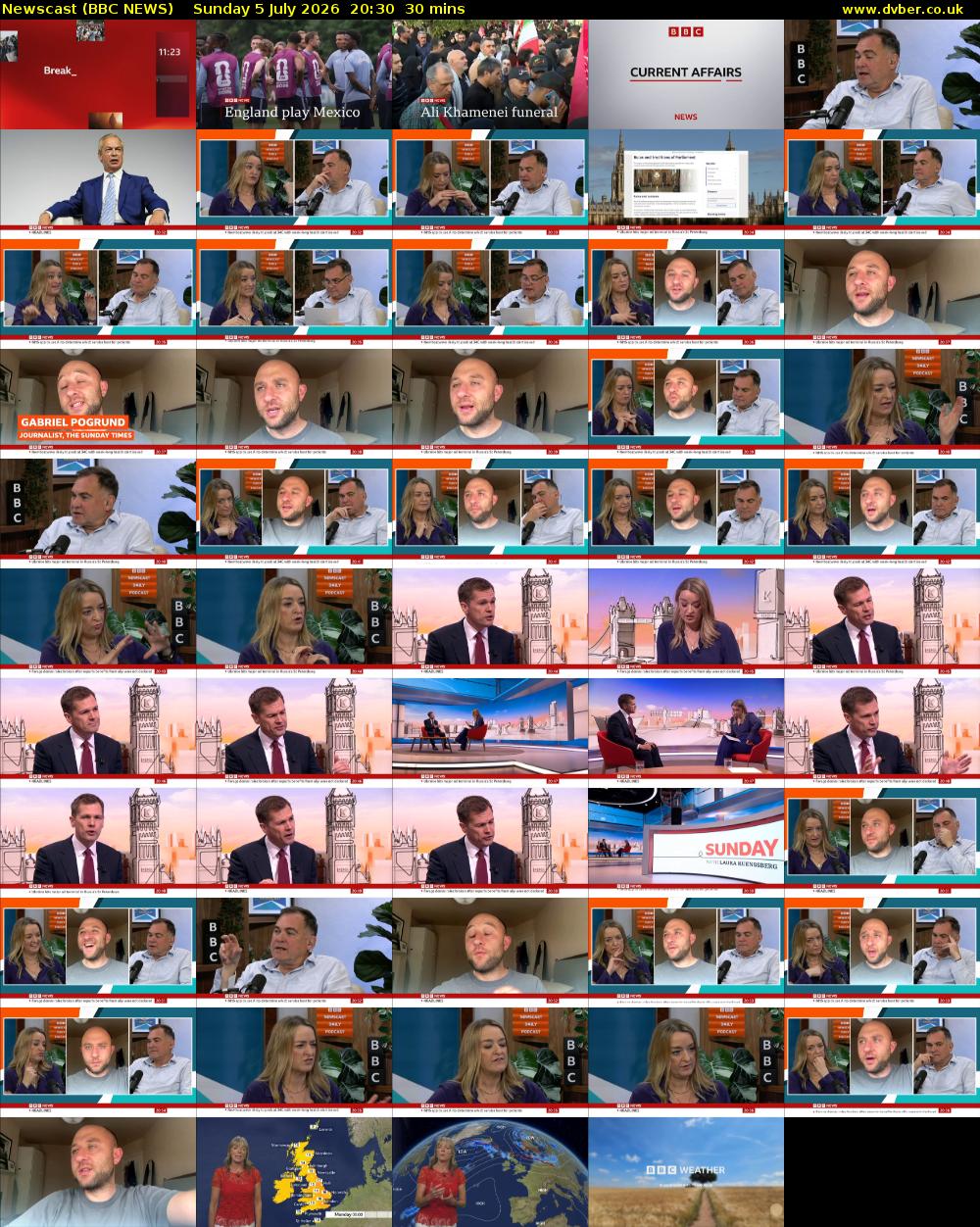 Newscast (BBC NEWS) Sunday 5 July 2026 20:30 - 21:00