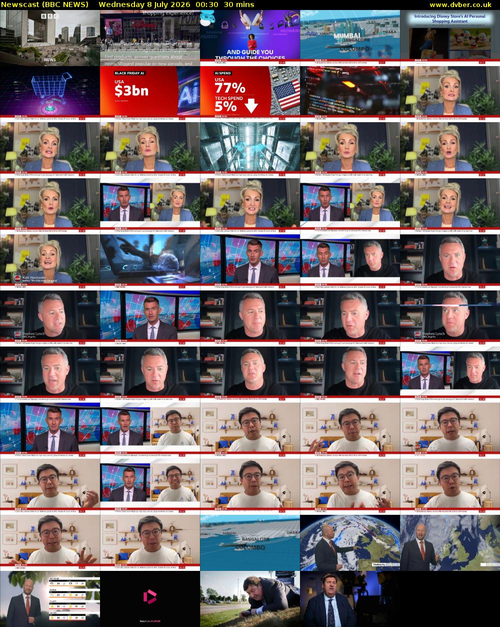 Newscast (BBC NEWS) Wednesday 8 July 2026 00:30 - 01:00
