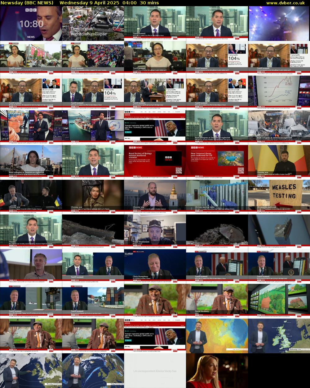 Newsday (BBC NEWS) Wednesday 9 April 2025 04:00 - 04:30