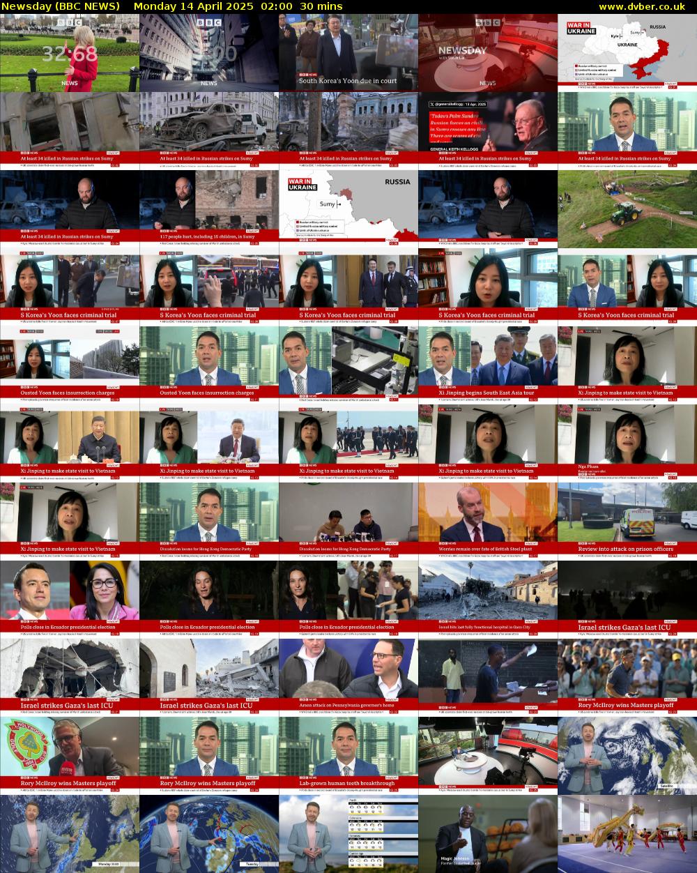 Newsday (BBC NEWS) Monday 14 April 2025 02:00 - 02:30
