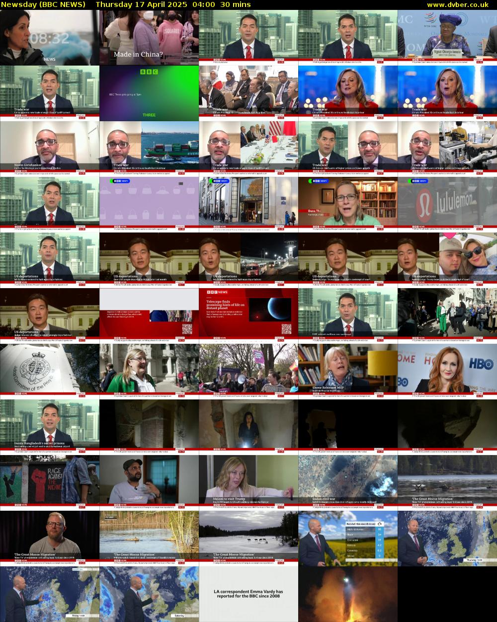 Newsday (BBC NEWS) Thursday 17 April 2025 04:00 - 04:30