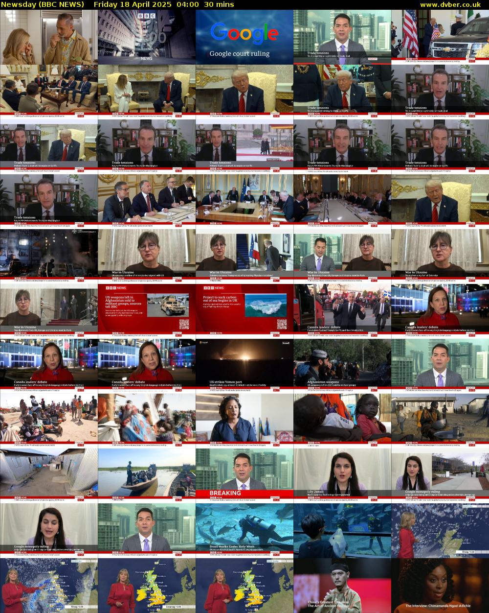 Newsday (BBC NEWS) Friday 18 April 2025 04:00 - 04:30