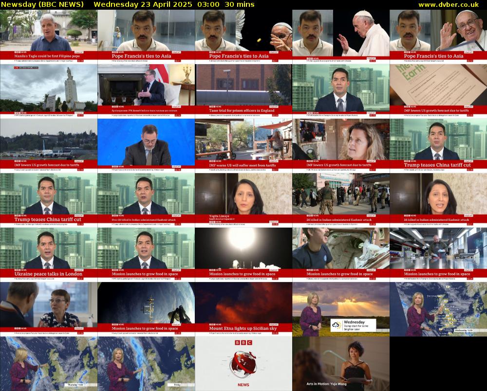 Newsday (BBC NEWS) Wednesday 23 April 2025 03:00 - 03:30